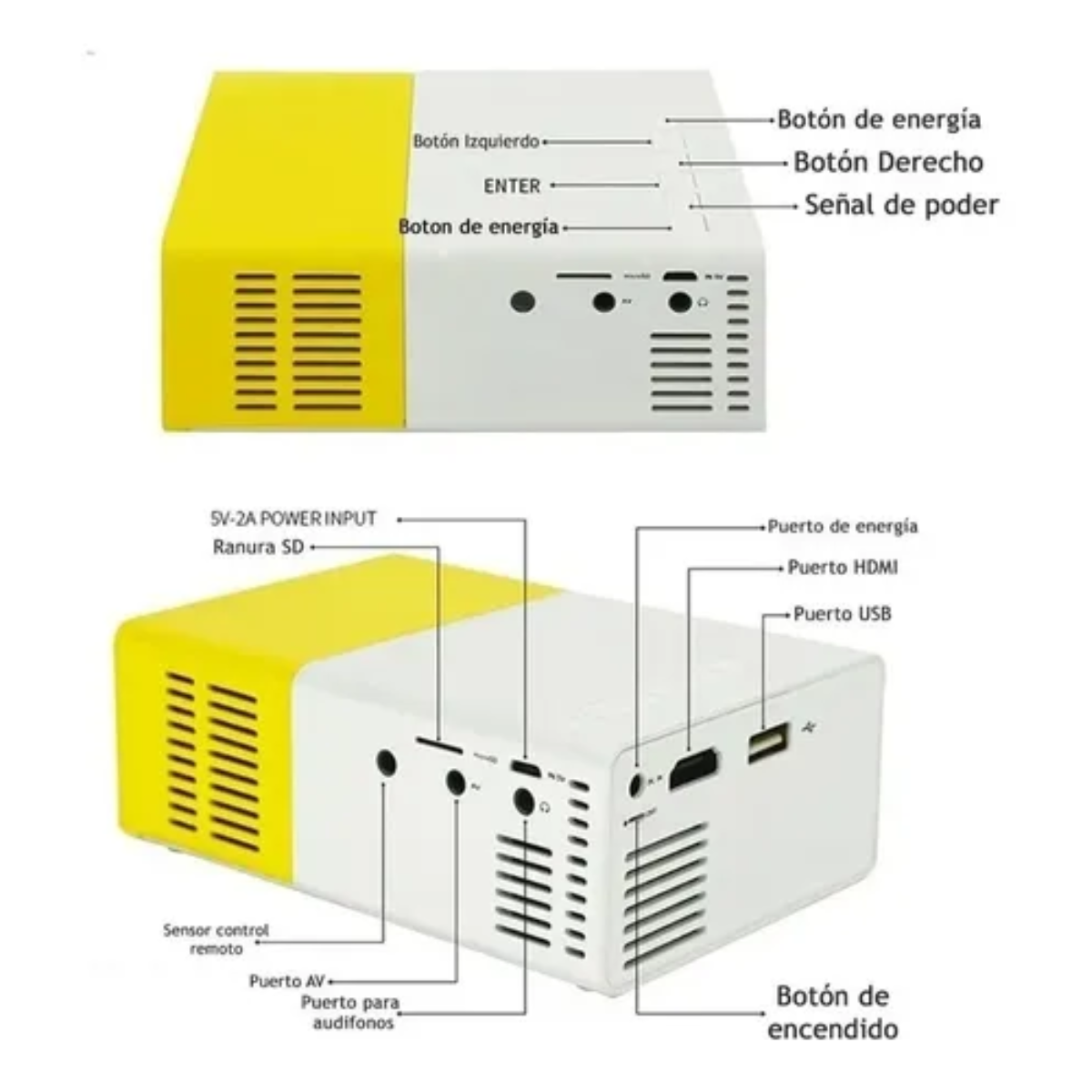 Mini Proyector Led Portátil 52 Bits